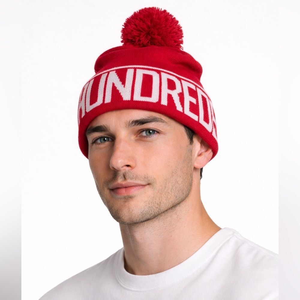 The Hundreds Vintage Red Pom-Pom Beanie Hat